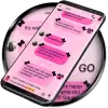 تطبيق SMS Theme Ribbon Black - pink برو